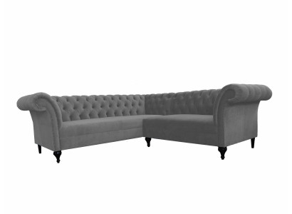 Gray Chesterfield Corner sofa Corner sofa Designer L-shape velvet sofa