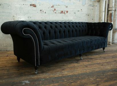Black Modern Four Seater Luxury 4-Seater Living room Sofa
