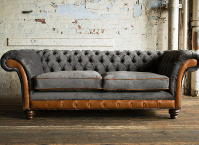 Gray-brown Chesterfield 3-Seater Living room luxury couch