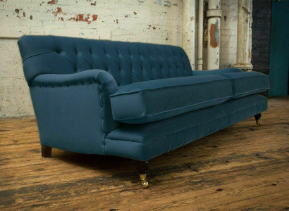 Blue Modern Chesterfield Three Seater Luxury 3 Seater Couch Living Room Sofa