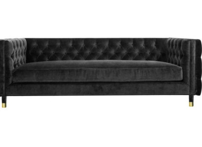 Black Chesterfield Sofa Big Luxury Furniture 4 Seater Textile Fabric Couches