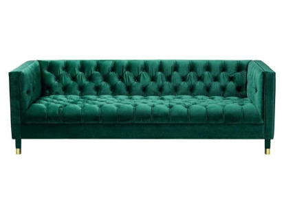 Green Chesterfield 4-Seater Luxury Sofa Textile Fabric Couches