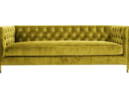 Yellow Chesterfield 4 Seater Sofa Luxury Design Furniture Textile Fabric Couches Yellow Sofas
