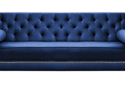 Blue Chesterfield Three Seater Fabric Living room Design Couches