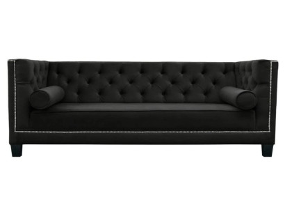 Chesterfield 4 Seater Sofa Luxury Design Textile Fabric Couches Black Sofas