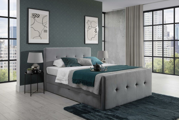 Modern Gray Chesterfield Bed Luxury Double Beds Bedroom Furniture