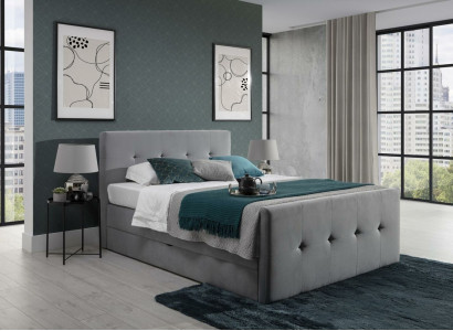 Modern Gray Chesterfield Bed Luxury Double Beds Bedroom Furniture
