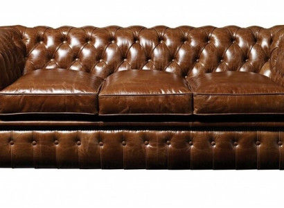 Brown Leather Chesterfield Three Seater Luxury 3 Seater Living Room Couch