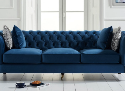 Blue's Chesterfield Sofa Luxury Living room Couch Fabric Sofa