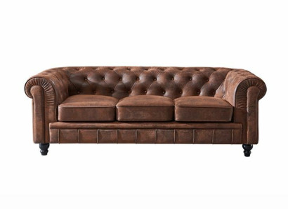 Brown Luxury Chesterfield 3-Seater Designer Living room Couch