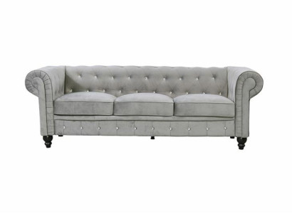 Gray Chesterfield 3 seater luxury living room couch designer sofa