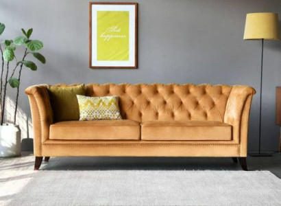 Orange Chesterfield 3-Seater Modern Living room Luxury Sofa