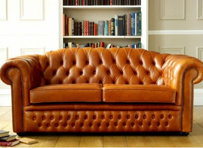 Chesterfield Sofa Couch Upholstery Fabric Leather Couches Brown Suite 3 Seater