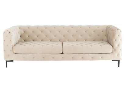Beige designer Chesterfield three seater luxury living room couch