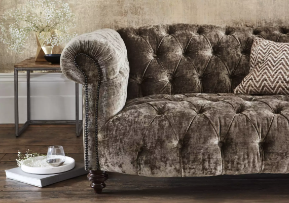 Chesterfield brown three-seater designer 3-seater couch luxury sofa