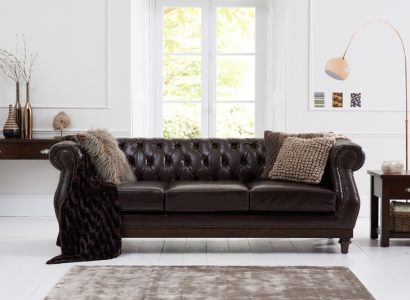 Chesterfield Designer Brown 3-Seater Luxury Living room Sofa