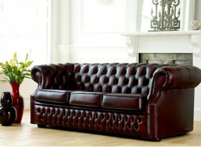 Chesterfield Sofa Couch Upholstery Leather Couchen Suite 3 Seater Three Seater new