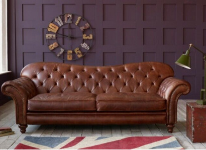 Luxury Chesterfield Living room Couch Brown Sofa Seat Upholstery Textile Couches new