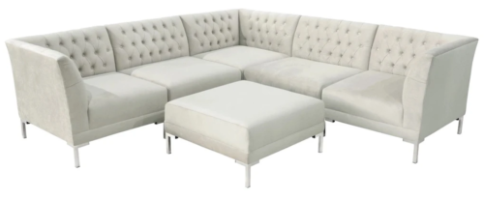 Corner sofa beige chamgpaner white chesterfield couch Textile luxury Furniture Corner suite