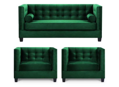 Sofa set Couch Velvet Upholstery couchen Complete set Sets Living room green