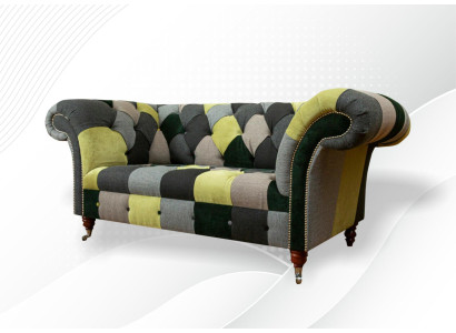 Chesterfield Sofa Couch Upholstery Sofas Classic r 2 Seater Leather Textile Colorful