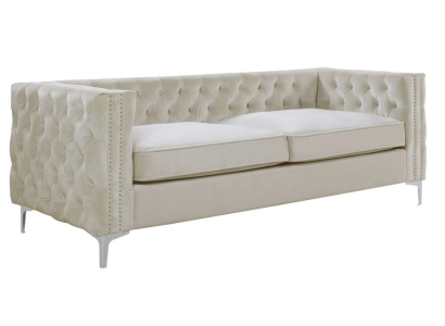 Chesterfield Three Seater Sofa Beige Textile Fabric Couches Furniture Velvet Color Selectable