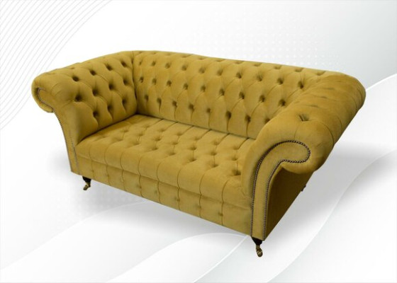 Chesterfield Design Luxury Upholstery Sofa Couch Seat Suite Textile Yellow new