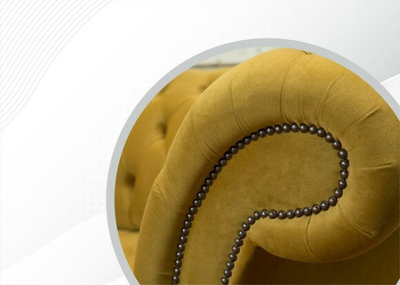 Chesterfield Design Luxury Upholstery Sofa Couch Seat Suite Textile Yellow new