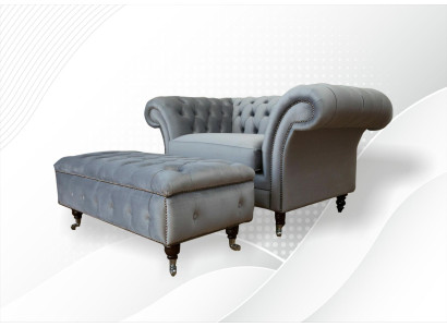 Design Chesterfield Fabric Couch Armchair 1.5-er Upholstery Sofas Lounge Club new