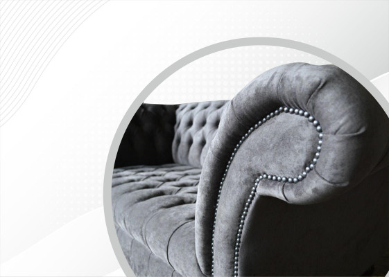 Chesterfield 3 Seater Living room Couch Sofa Upholstery Seat Textile Suite Gray
