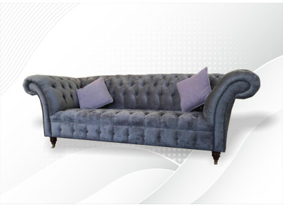 Chesterfield 3 Seater xxl Upholstery Seat Couch Sofa Suite Big Couches Gray new