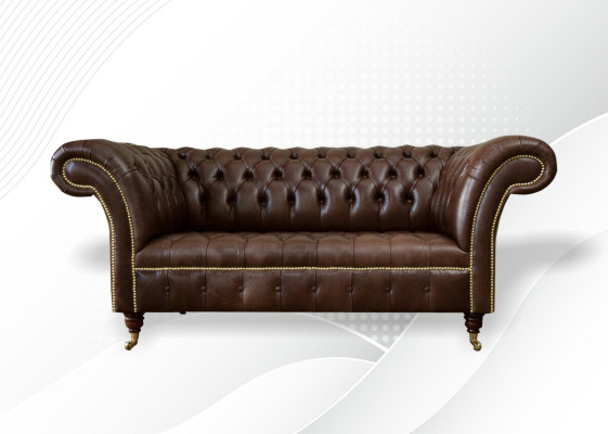 Chesterfield Velvet Designer Sofa 2 Seater Couch Textile Leather Suite Brown new