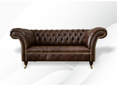 Chesterfield Velvet Designer Sofa 2 Seater Couch Textile Leather Suite Brown new