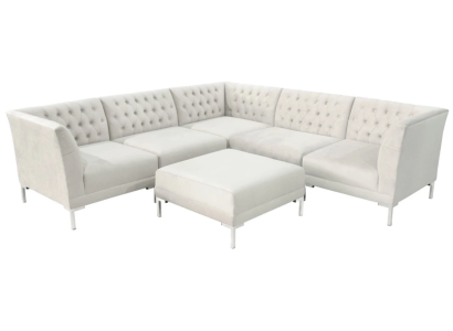 Corner sofa Stool Cream White Big Textill Fabric Chesterfield Sofas Luxury Furniture 2pcs.