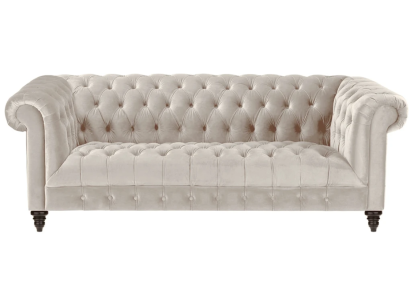Chesterfield Beige Velvet Couch Luxury Upholstery Furniture Sofa with Buttons Three Seater