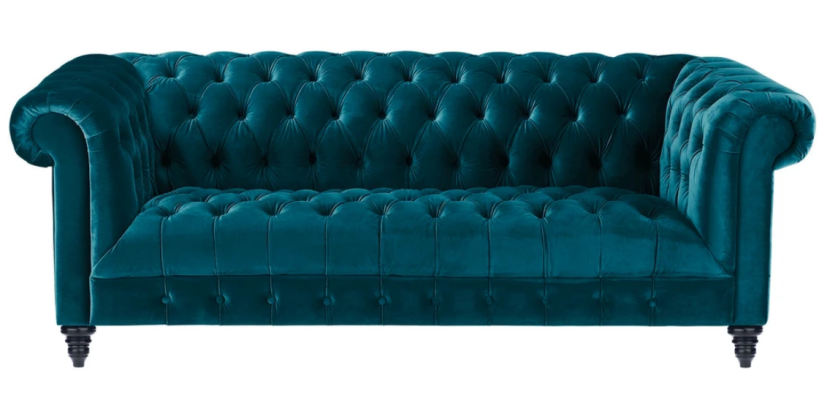 Chesterfield Turkis Velvet Couch Luxury Upholstery Furniture Sofa with Buttons Three Seater