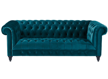 Chesterfield Turkis Velvet Couch Luxury Upholstery Furniture Sofa with Buttons Three Seater