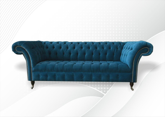 Designer Couch Seat Upholstery 3 Seater Blue Fabric Suite Sofa Furniture Turkis new