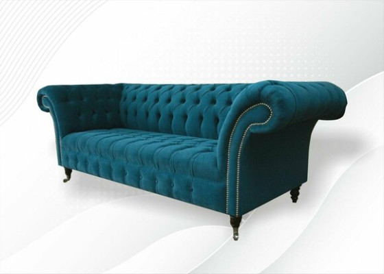 Designer Couch Seat Upholstery 3 Seater Blue Fabric Suite Sofa Furniture Turkis new