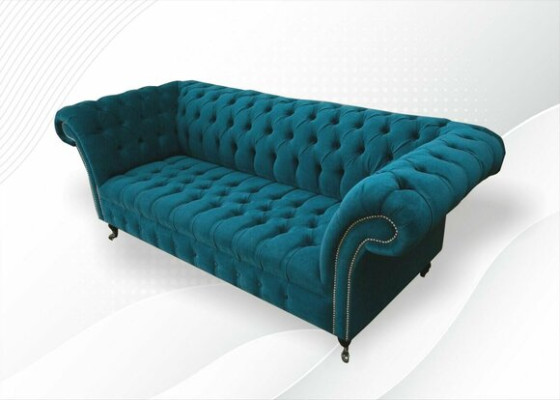 Designer Couch Seat Upholstery 3 Seater Blue Fabric Suite Sofa Furniture Turkis new
