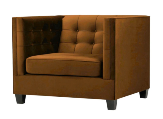 Modern Armchair Chesterfield Textile Fabric Brown Creative Furniture Living room