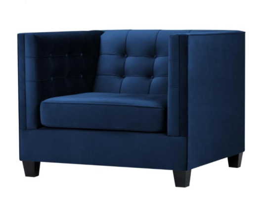 Blue he Chesterfield Armchair Living room Textile Fabric Blue Creative Furniture Modern