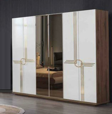 Complete e Bedroom Luxury Furniture Bed Wardrobe Chest of drawers Bedside table Wood 5pcs.