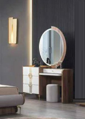 Complete e Bedroom Luxury Furniture Bed Wardrobe Chest of drawers Bedside table Wood 5pcs.