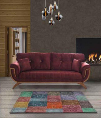 Luxury Three Seater Modern Couch Furniture Red Couches Sofas Fabric Textile