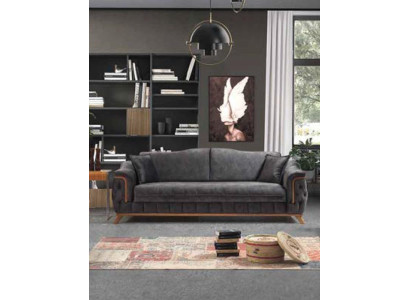 Sofa 3 Seater Sofas Seat Fabric Black Textile Upholstery Living room