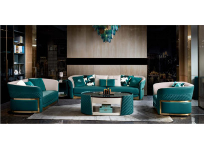 Sofa set Chesterfield Upholstery Sofa Couch 3+1 Suite Leather Textile Fabric