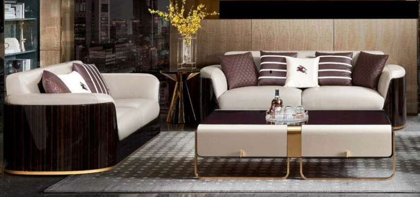 Sofa 3 Seater Beige Modern Design Couches Leather Sofas new Creative