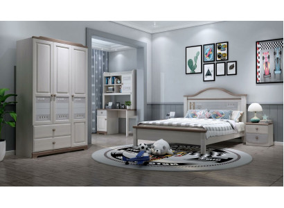 Bedroom Youth Children Room Set Modern Wardrobe Bedside table Table new 5-piece.