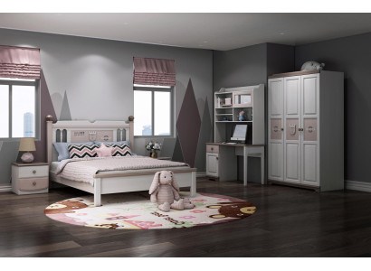 Complete Jugendzimmer Childrens room Set Bed Wardrobe Chest of drawers White 5pcs new